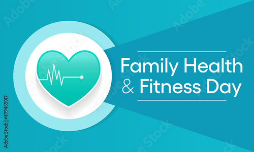 Family health and fitness day is observed every year in June. Vector illustration