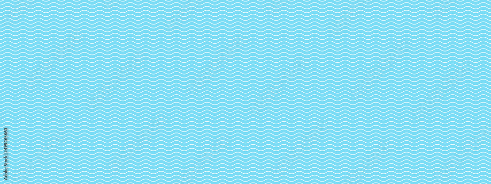 Abstract background with simple water texture. Blue summer seamless pattern. Ocean and pool thin line texture - obrazy, fototapety, plakaty 