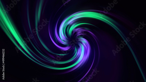 Gradient of rainbow colors are cyclically shifting, seamless loop. Motion. Beautiful abstract background with twisting light neon stripes.