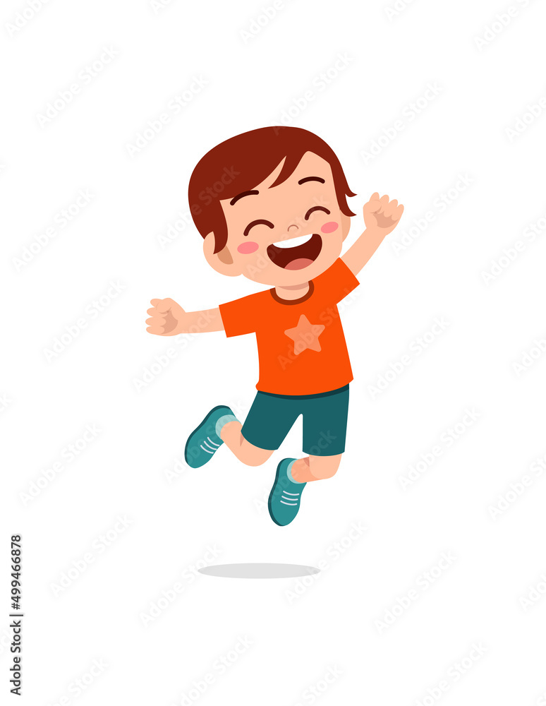 cute little kid jump and feel happy cute little kid jump and feel happy