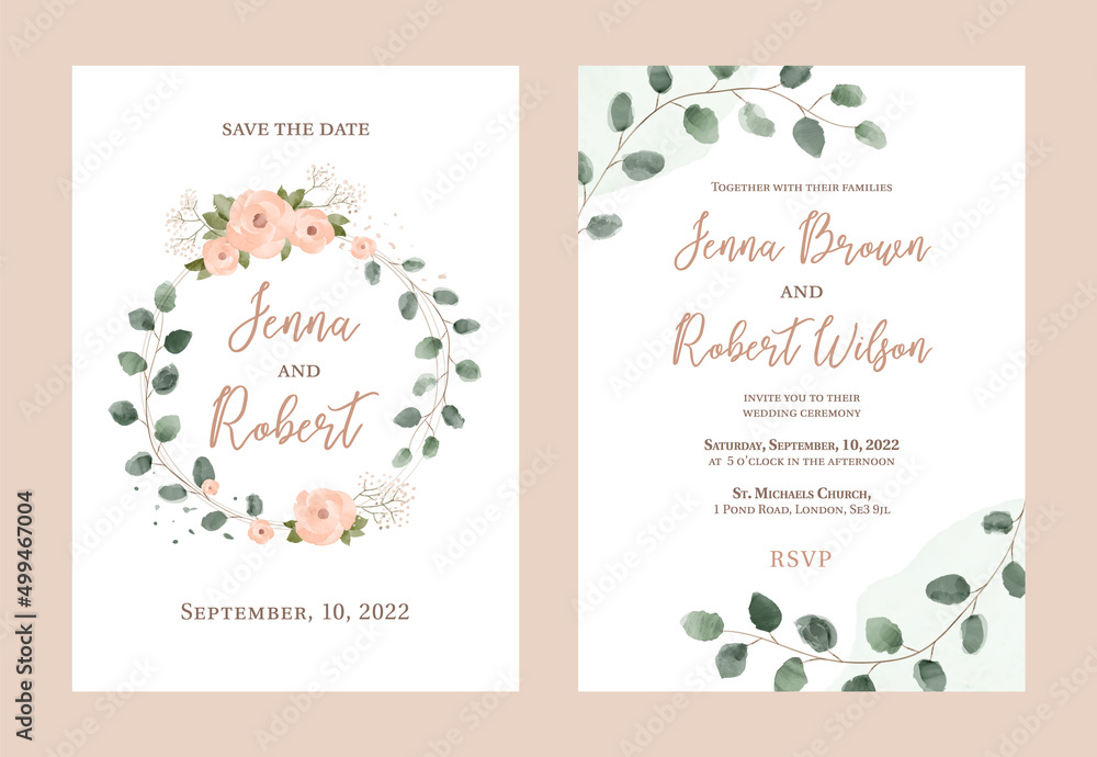 Rustic wedding invitations. Watercolor invites Rustic wedding invitations. Watercolor invites
