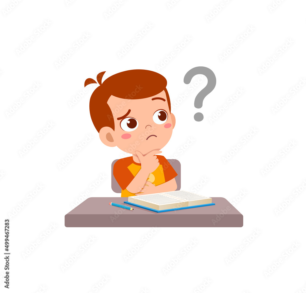 little kid reading book and feel confused little kid reading book and feel confused