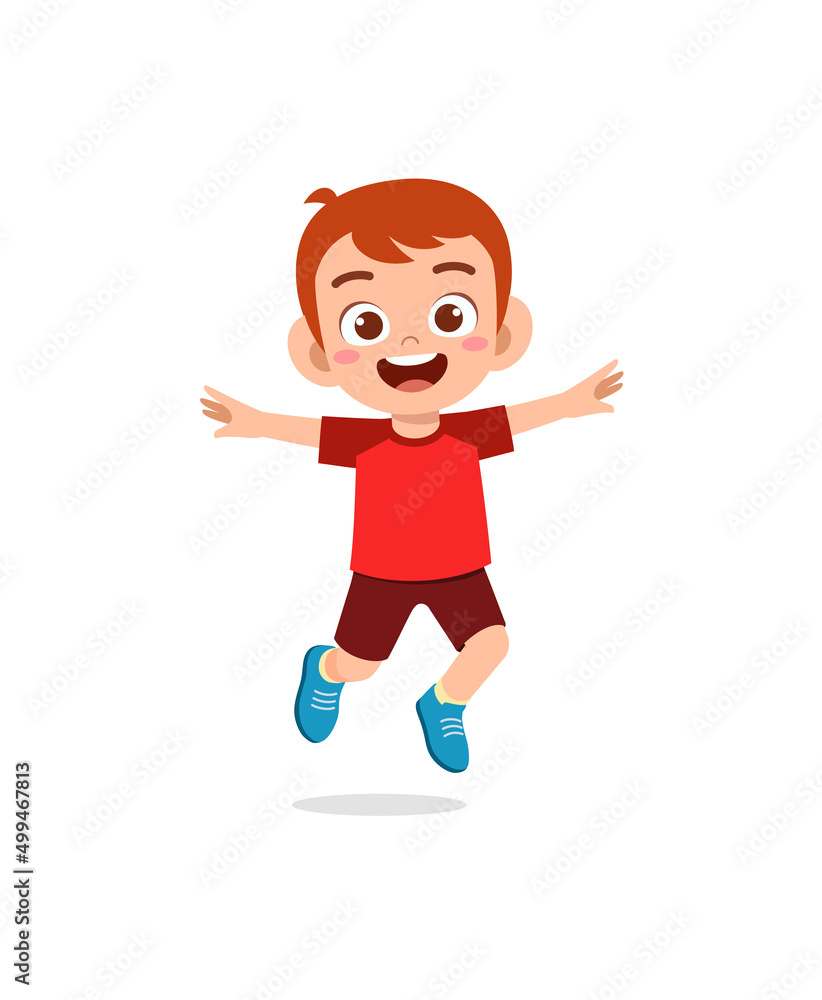 cute little kid jump and feel happy cute little kid jump and feel happy