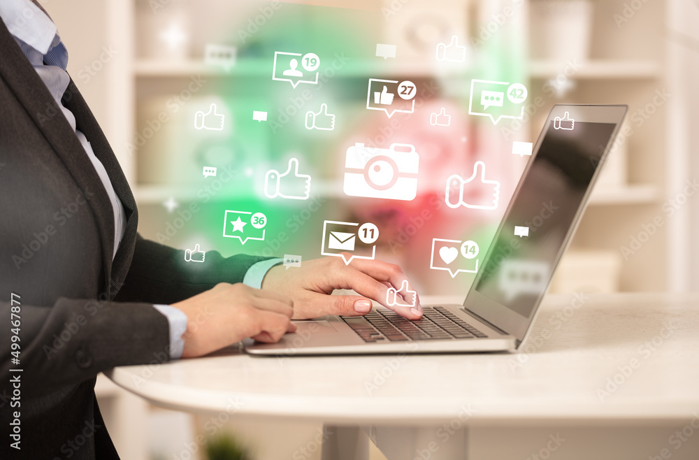 Young person surfing on social media network Young person surfing on social media network