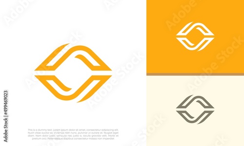 Innovative high tech logo template. Template label for blockchain technology.