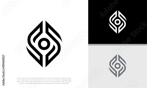 Innovative high tech logo template. Template label for blockchain technology.