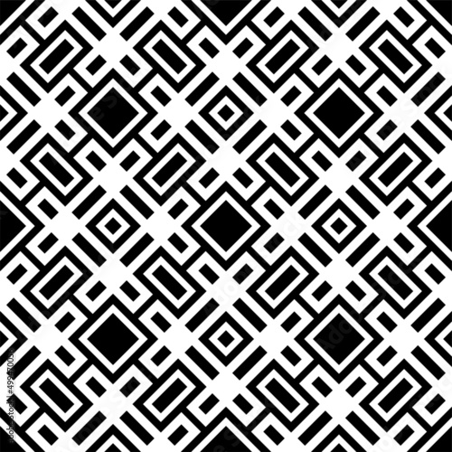 Abstract Seamless pattern with black white diagonal lines. Rhomboid scales. Optical illusion effect. Geometric tile in op art. Vector illusive background. Futuristic vibrant design.Graphic modern.