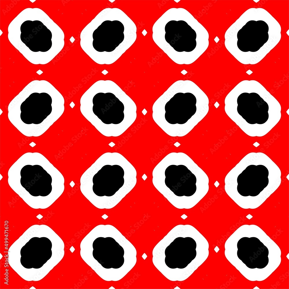 Fototapeta premium Black and Red ethnic geometric lines and rhombuses seamless pattern. Monochrome abstract geometry continuous print.Modern stylish pattern. Composition from regularly repeating geometrical element.