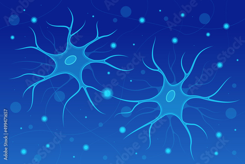 Neurons in the brain. Synapse and Neuron cells sending electrical chemical signals. A neuron or nerve cell .