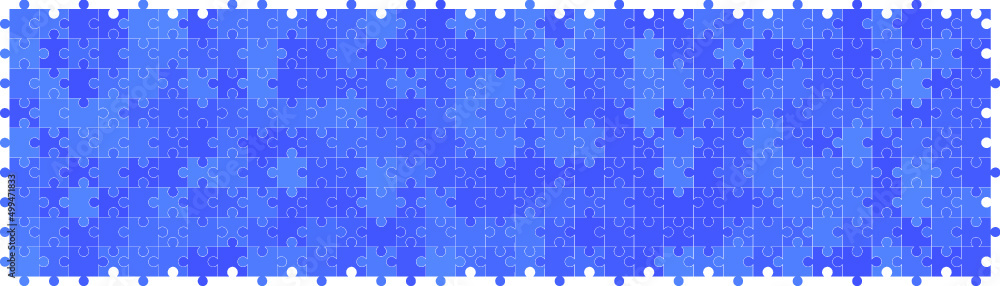 Jigsaw Puzzle Blue. Vector pieces put together.