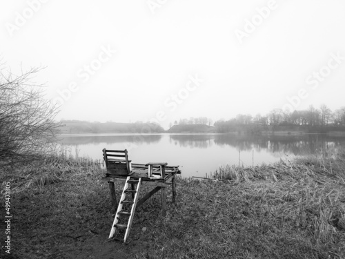 bench in the fog