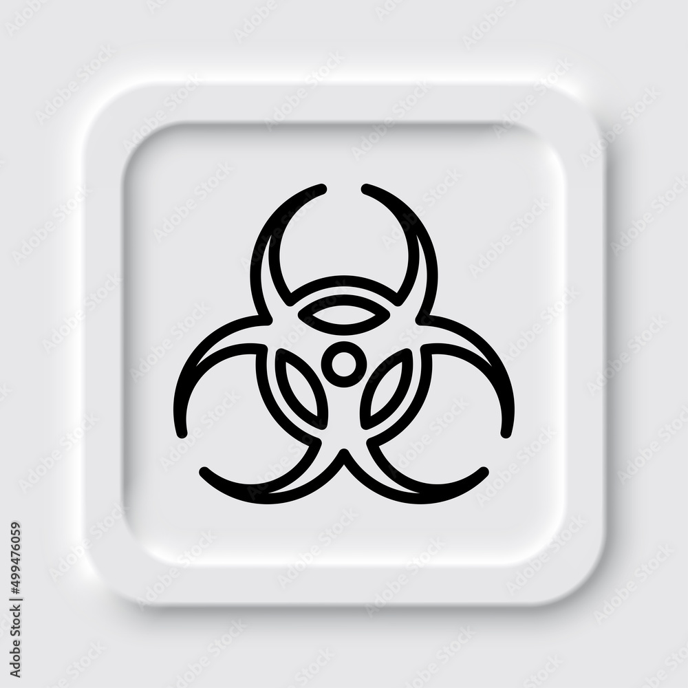 Biohazard simple icon vector. Flat design. Neumorphism design.ai Biohazard simple icon vector. Flat design. Neumorphism design.ai
