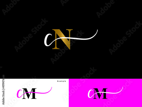 CN c n Logo Design, Signature Cn Logo Letter Vector Image Design For wedding, fashion, apparel or colorful luxury clothing brand