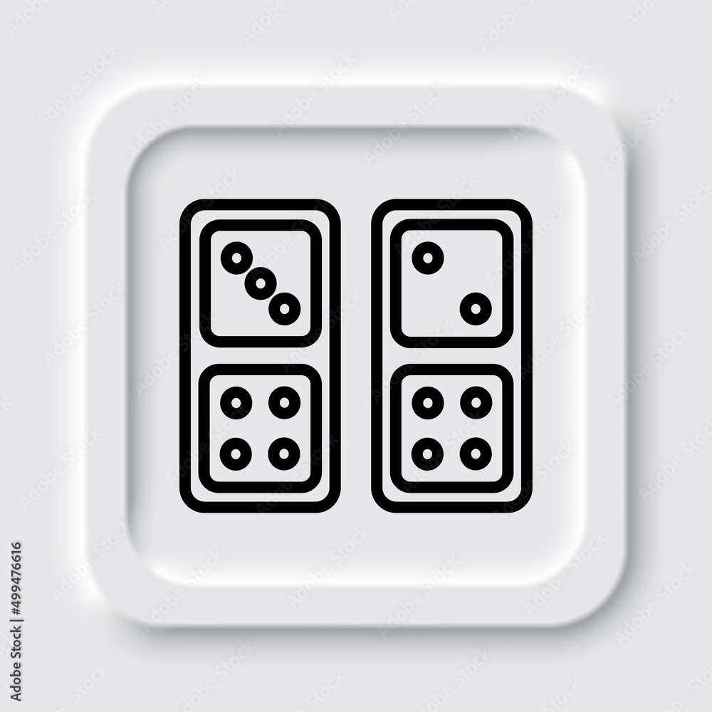 Domino simple icon vector. Flat design. Neumorphism design.ai Domino simple icon vector. Flat design. Neumorphism design.ai