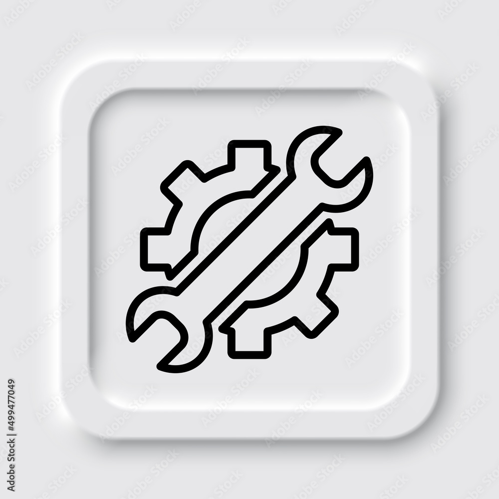 Gear wrench simple icon. Flat design. Neumorphism design.ai Gear wrench simple icon. Flat design. Neumorphism design.ai