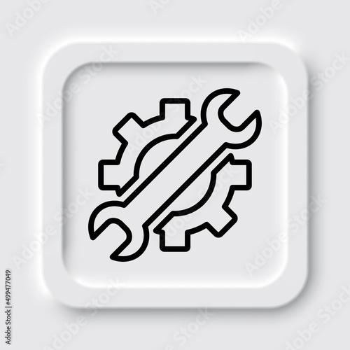 Gear wrench simple icon. Flat design. Neumorphism design.ai