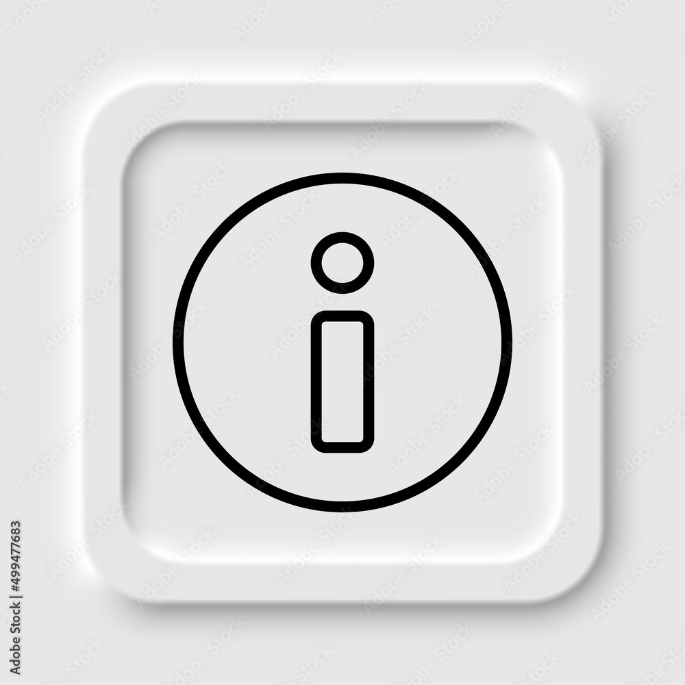 Information sign simple icon. Flat design. Neumorphism design.ai Information sign simple icon. Flat design. Neumorphism design.ai