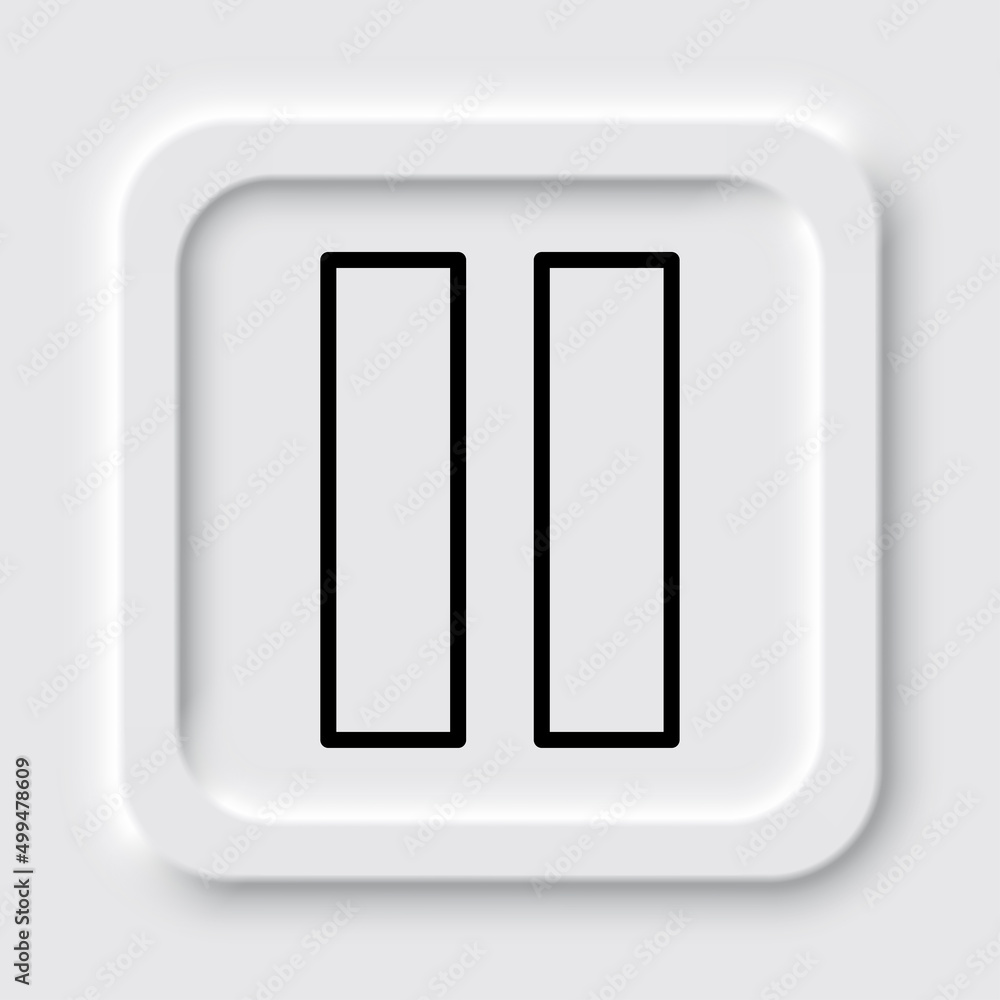 Pause simple icon vector. Flat design. Neumorphism design.ai Pause simple icon vector. Flat design. Neumorphism design.ai