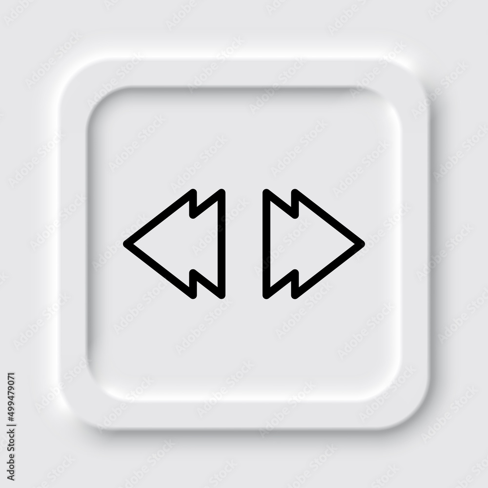 Rewind musical simple icon. Flat design. Neumorphism design.ai Rewind musical simple icon. Flat design. Neumorphism design.ai