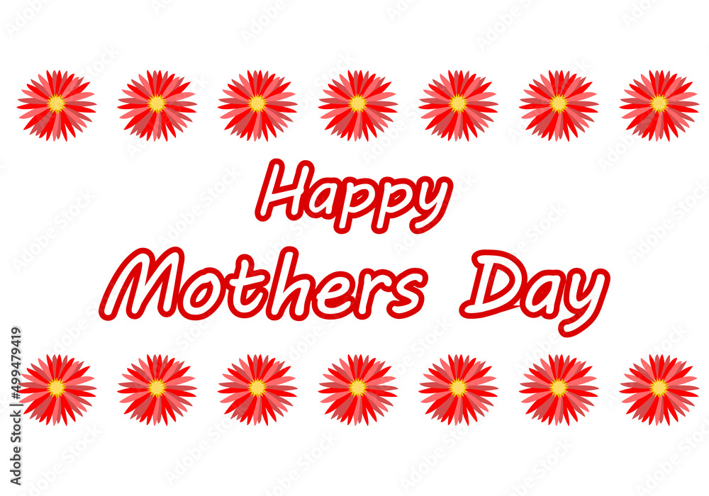 Día de la madre con flores rojas en fondo blanco. Día de la madre con flores rojas en fondo blanco.