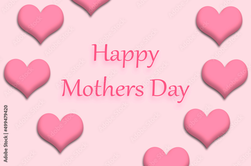 Día de la madre con corazones y fondos rosas.