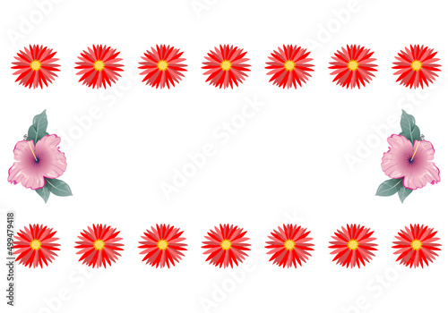 Fondo de marcos de flores rojas y rosas. 