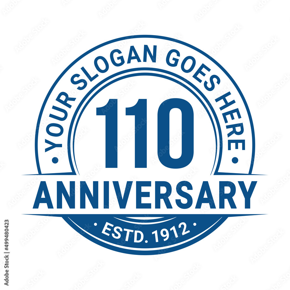 110 years anniversary logo design template. 110th anniversary celebrating logotype. Vector and illustration. 