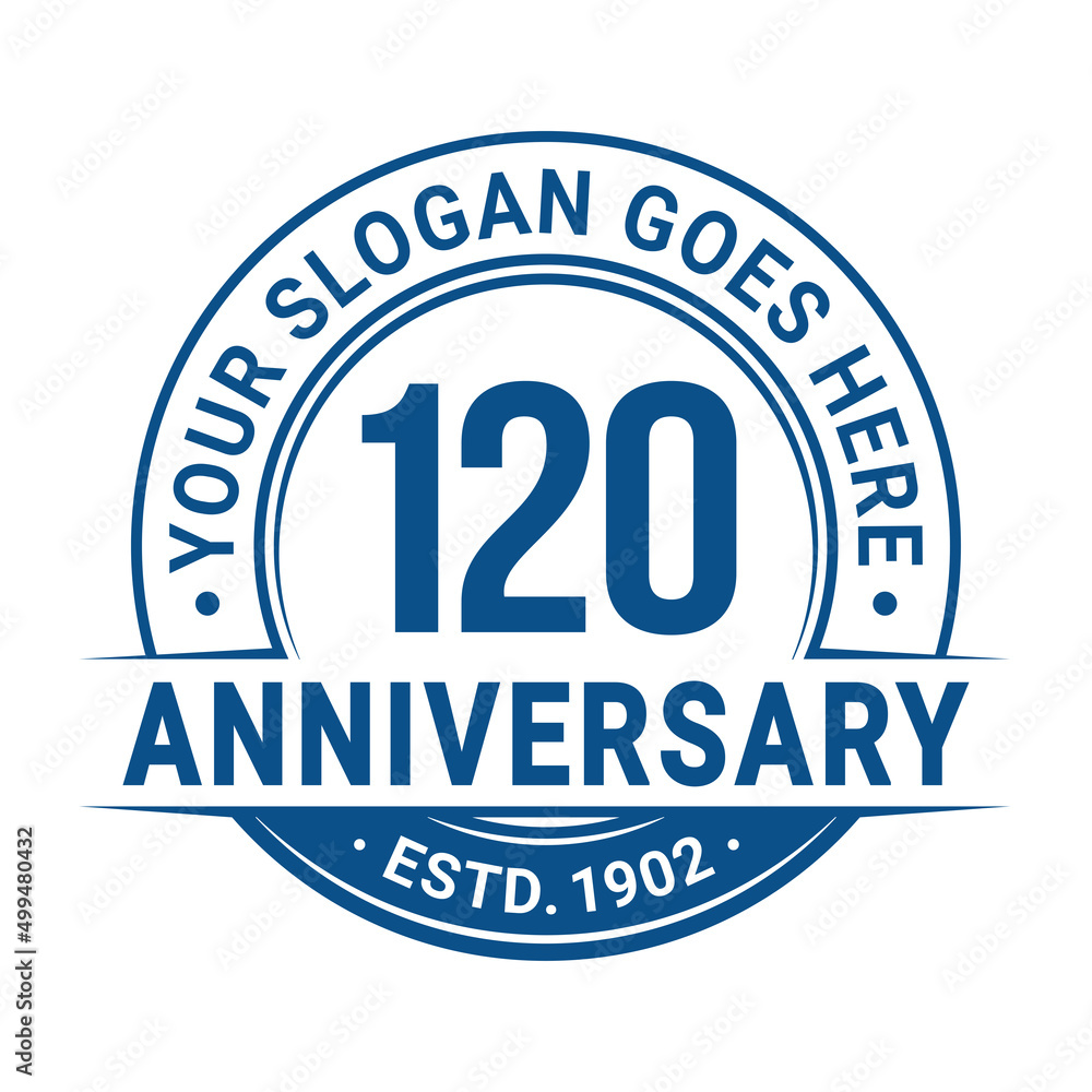120 years anniversary logo design template. 120th anniversary celebrating logotype. Vector and illustration. 