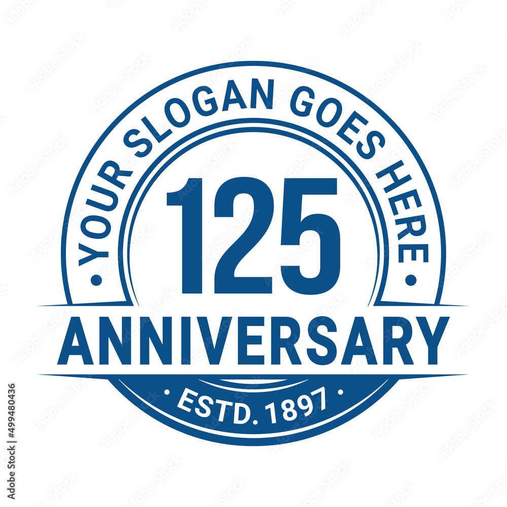 125 years anniversary logo design template. 125th anniversary celebrating logotype. Vector and illustration. 