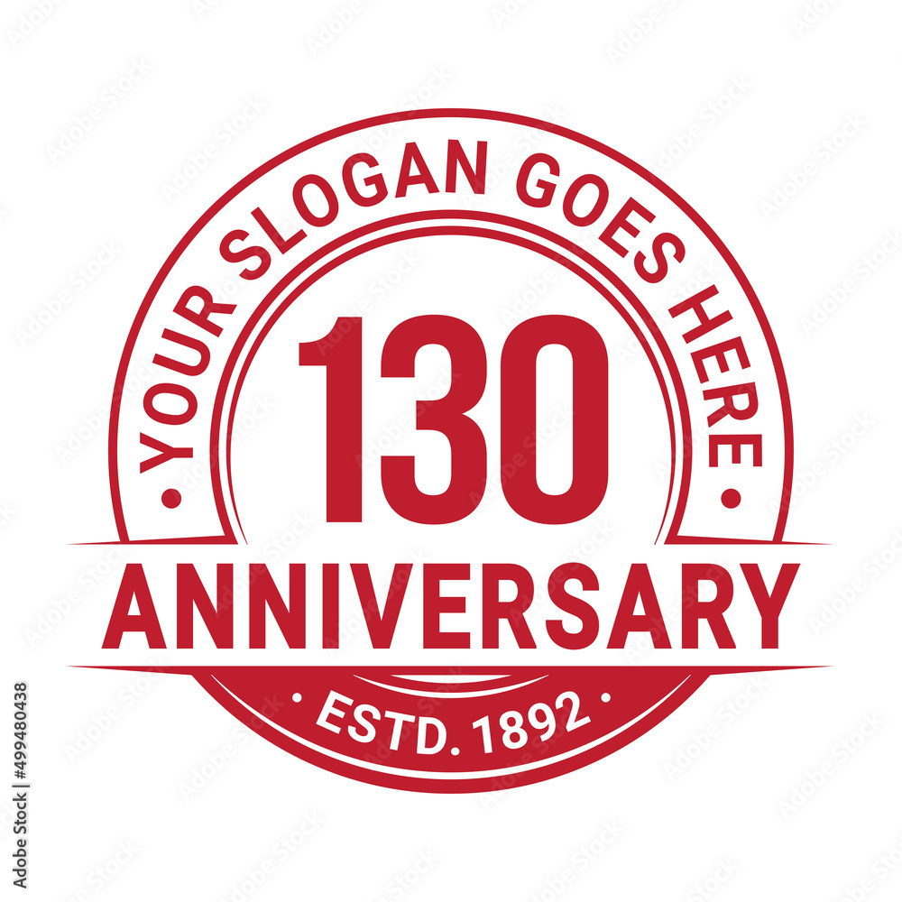 130 years anniversary logo design template. 130th anniversary celebrating logotype. Vector and illustration. 
