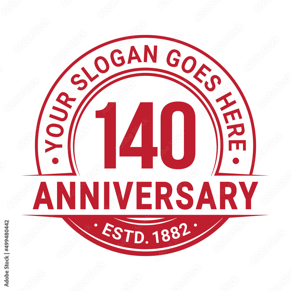 140 years anniversary logo design template. 140th anniversary celebrating logotype. Vector and illustration. 