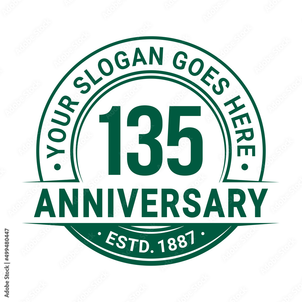 135 years anniversary logo design template. 135th anniversary celebrating logotype. Vector and illustration. 
