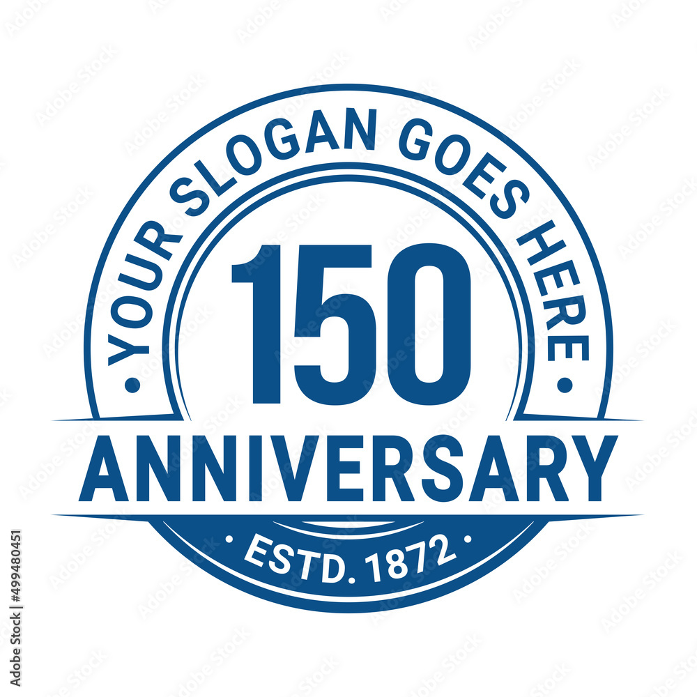 150 years anniversary logo design template. 150th anniversary celebrating logotype. Vector and illustration. 