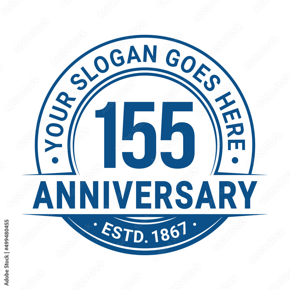 155 years anniversary logo design template. 155th anniversary celebrating logotype. Vector and illustration. 