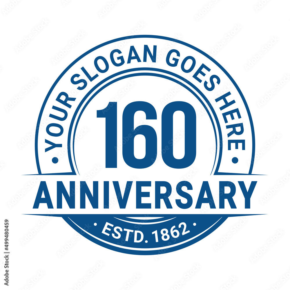 160 years anniversary logo design template. 160th anniversary celebrating logotype. Vector and illustration. 
