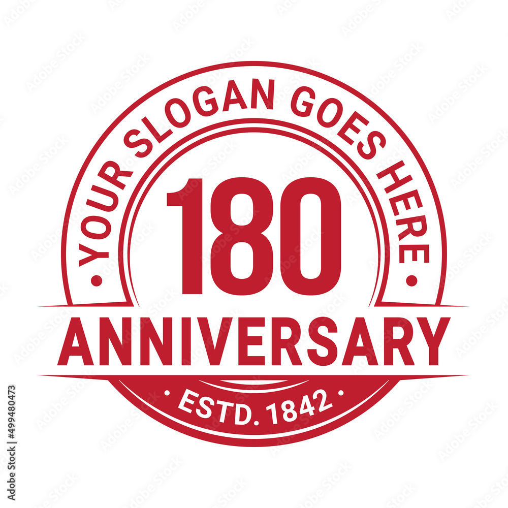 180 years anniversary logo design template. 180th anniversary celebrating logotype. Vector and illustration. 