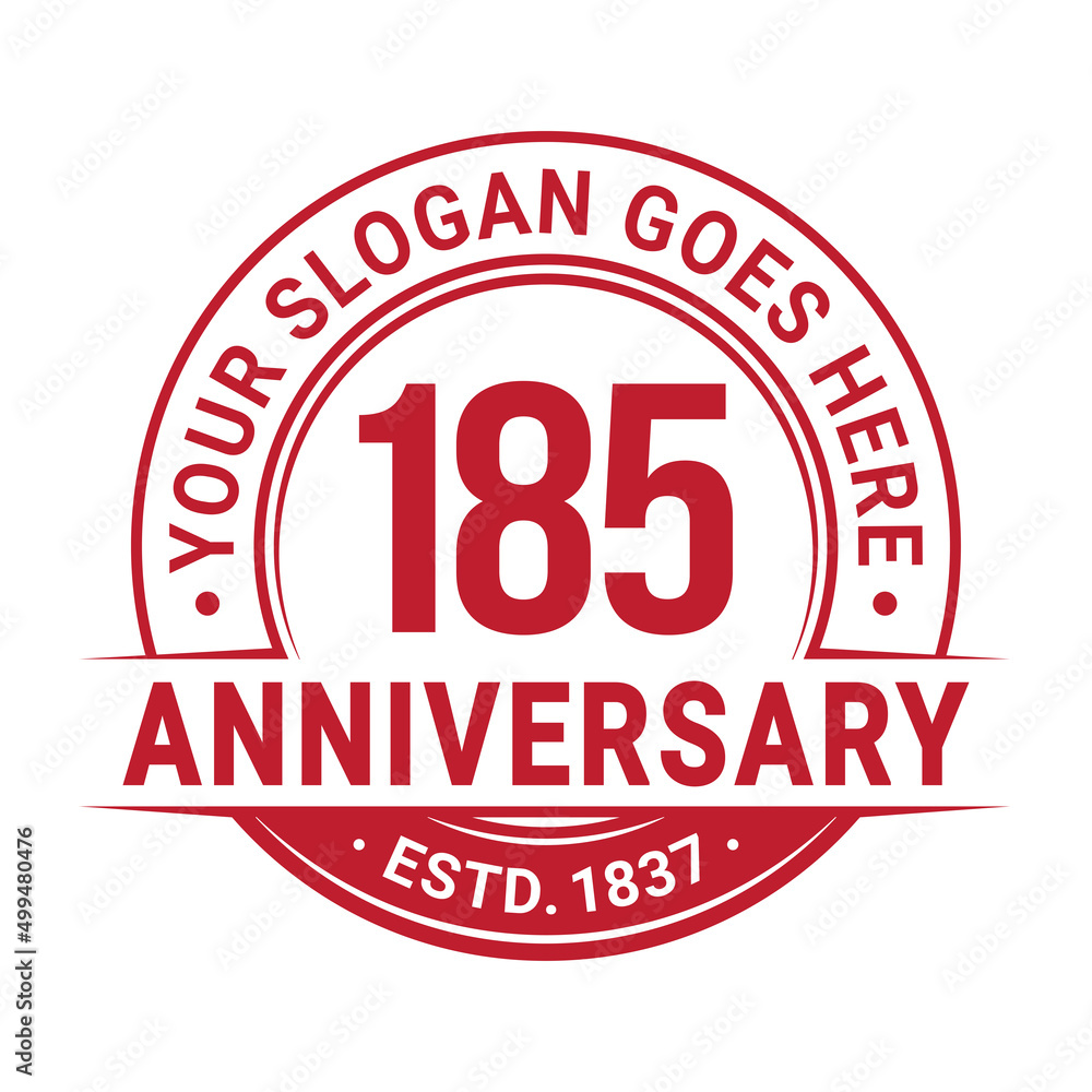 185 years anniversary logo design template. 185th anniversary celebrating logotype. Vector and illustration. 