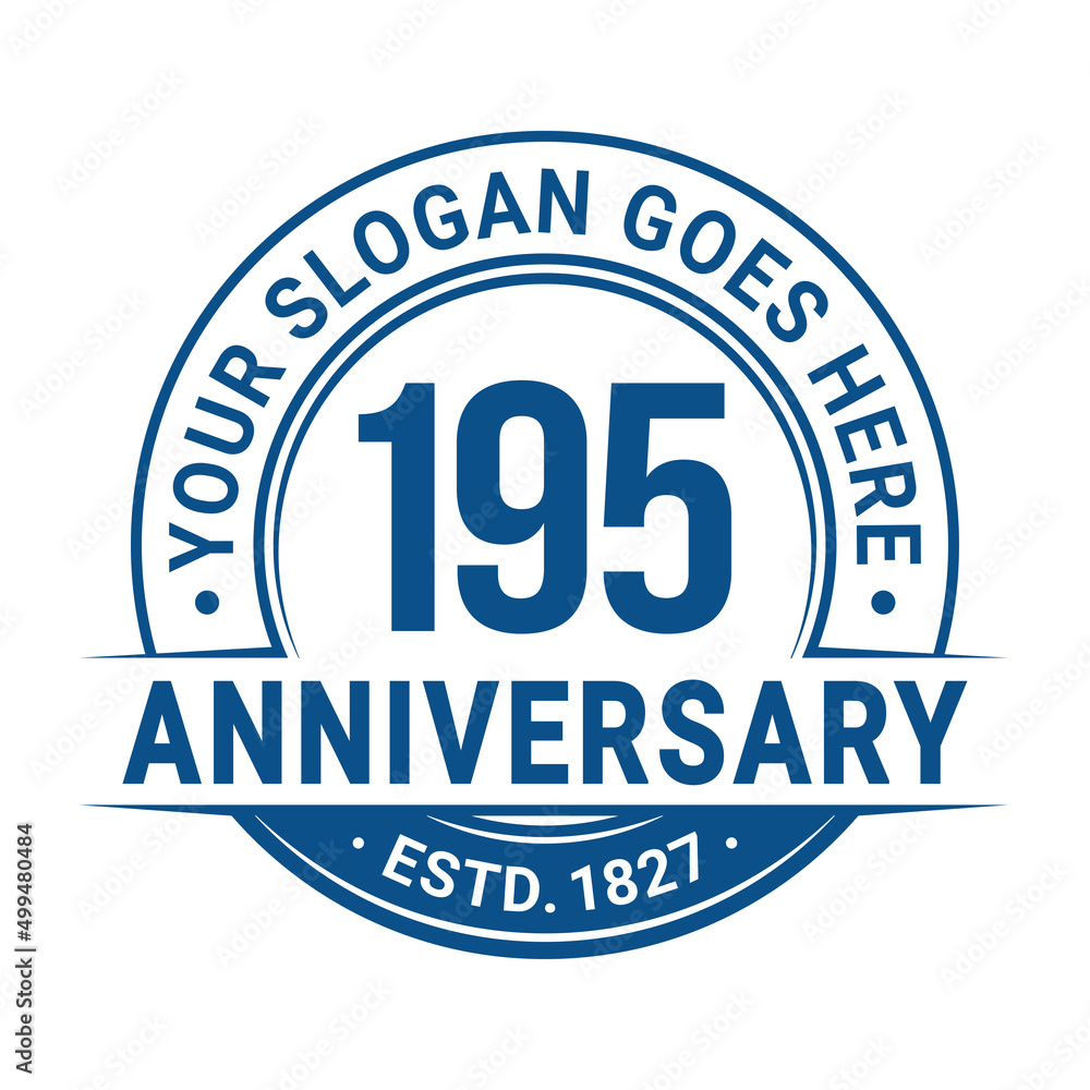 195 years anniversary logo design template. 195th anniversary celebrating logotype. Vector and illustration. 