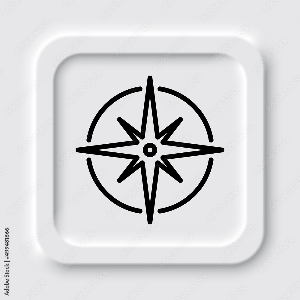 Compass simple icon vector. Flat design. Neumorphism design.ai Compass simple icon vector. Flat design. Neumorphism design.ai