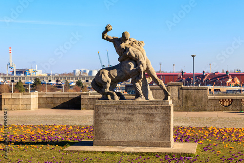 Statue of Hercules fighting with Centaur in Szczecin, Poland