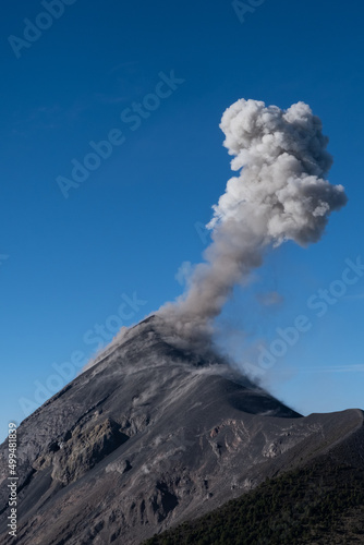 Fuego Volcano in Guatemala erupting during the day. View from Acatenango.