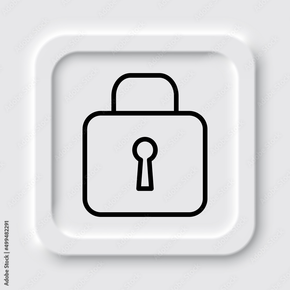 Lock simple icon vector. Flat design. Neumorphism design.ai Lock simple icon vector. Flat design. Neumorphism design.ai