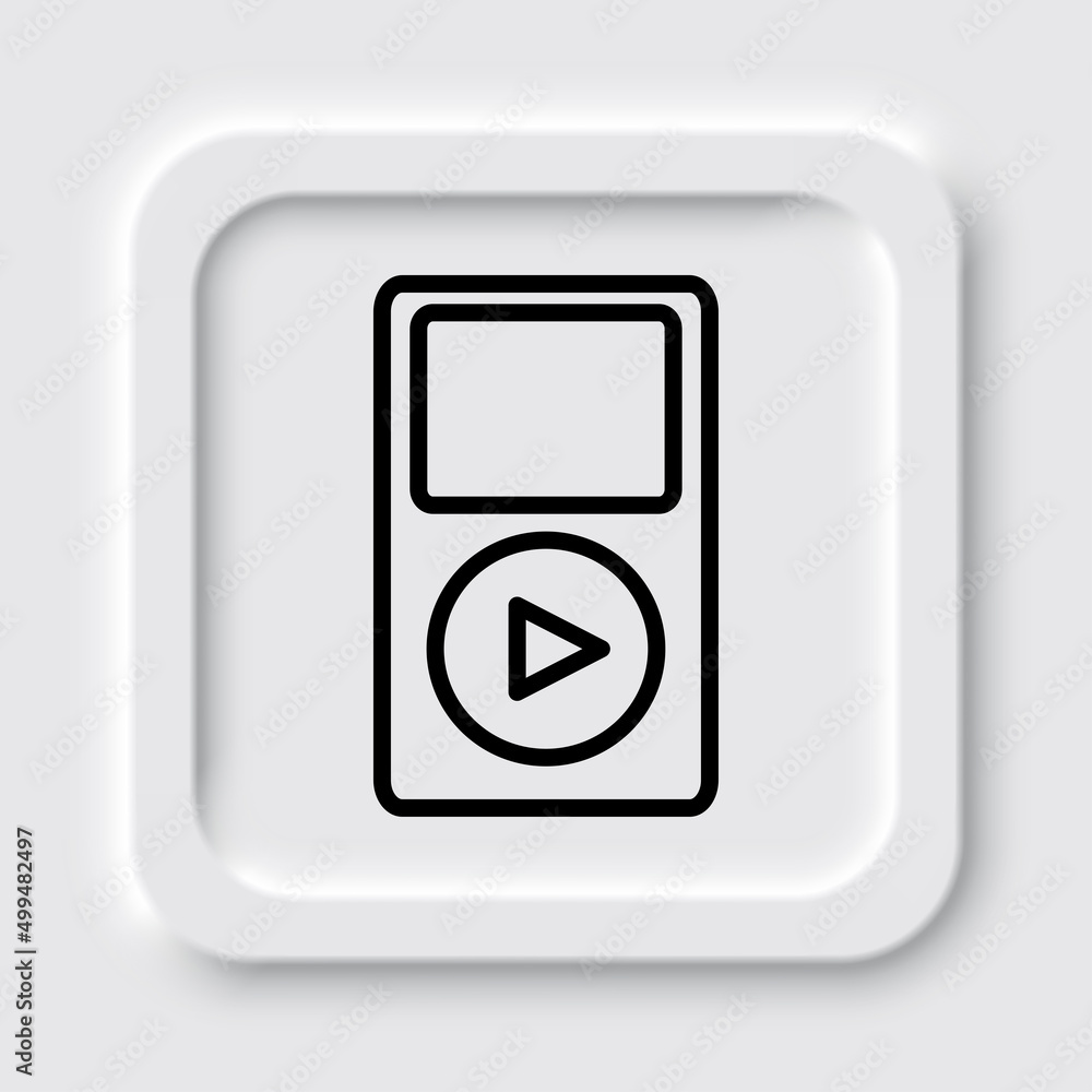 Music player simple icon vector. Flat design. Neumorphism design.ai Music player simple icon vector. Flat design. Neumorphism design.ai