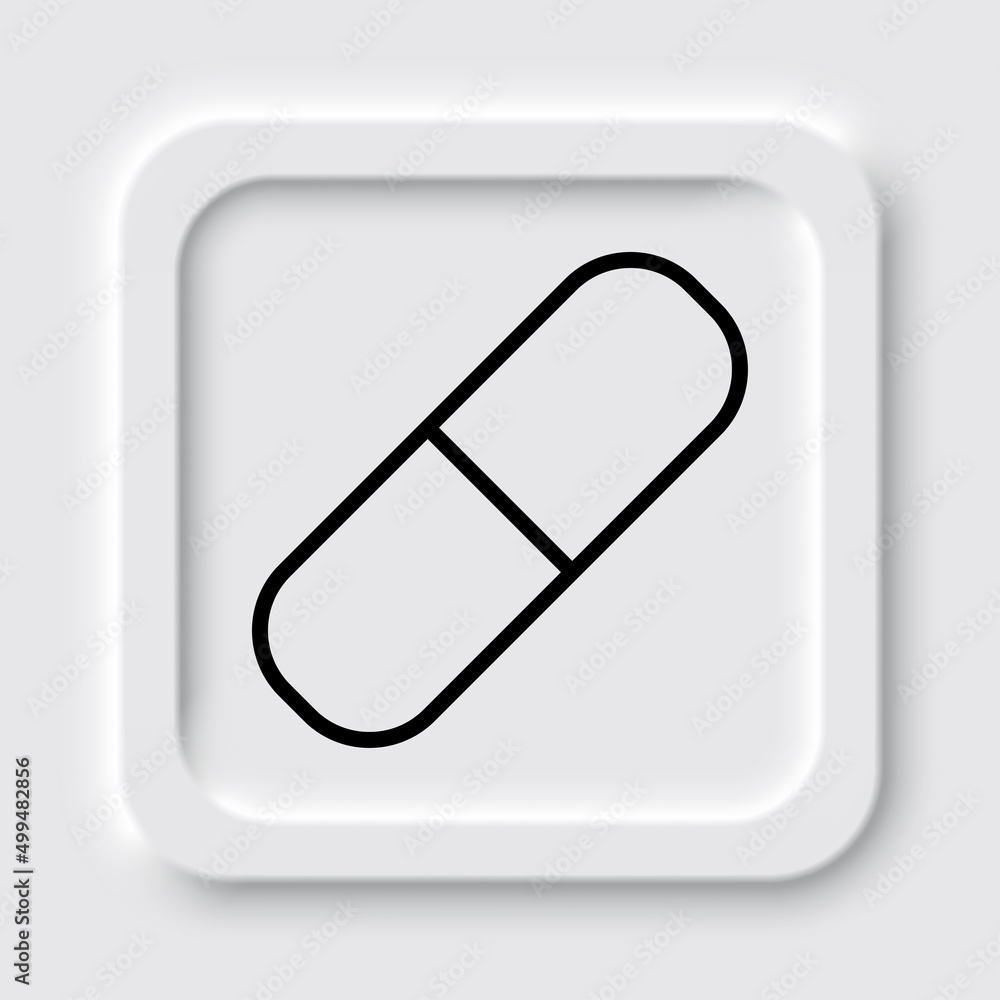 Pill simple icon vector. Flat design. Neumorphism design.ai Pill simple icon vector. Flat design. Neumorphism design.ai