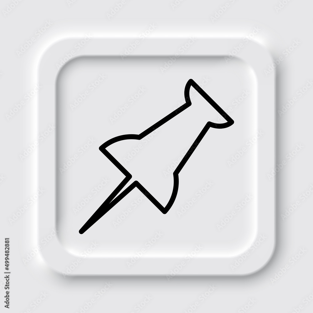 Pin simple icon vector. Flat design. Neumorphism design.ai Pin simple icon vector. Flat design. Neumorphism design.ai