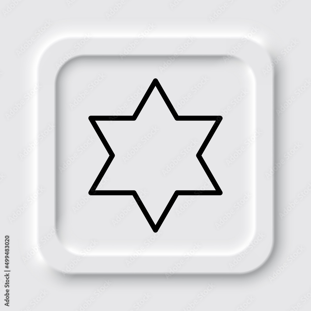 Shield of David simple icon vector. Flat design. Neumorphism design.ai Shield of David simple icon vector. Flat design. Neumorphism design.ai