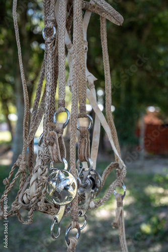 equipment made by hand by the Guachos to ride horses in South America, made of leather and metal