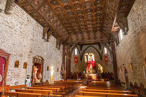 Buitrago del Lozoya, Spain. The coffered ceiling of the Church of Santa Maria del Castillo, in neomudejar style photo