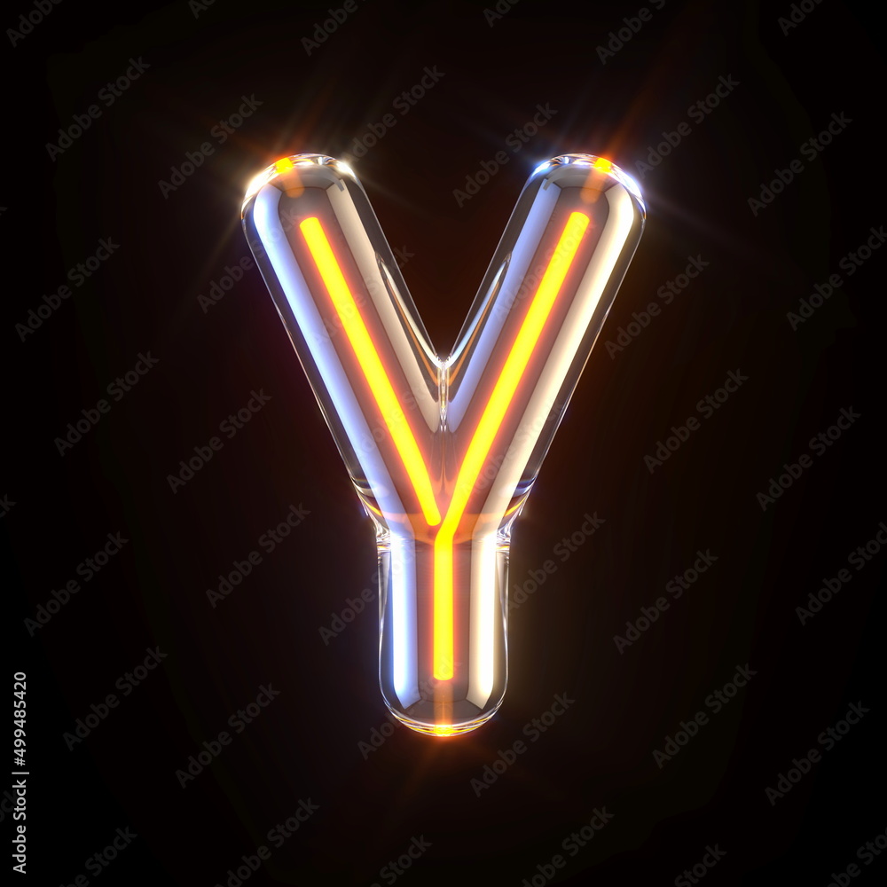 Glowing glass tube font Letter Y 3D Glowing glass tube font Letter Y 3D