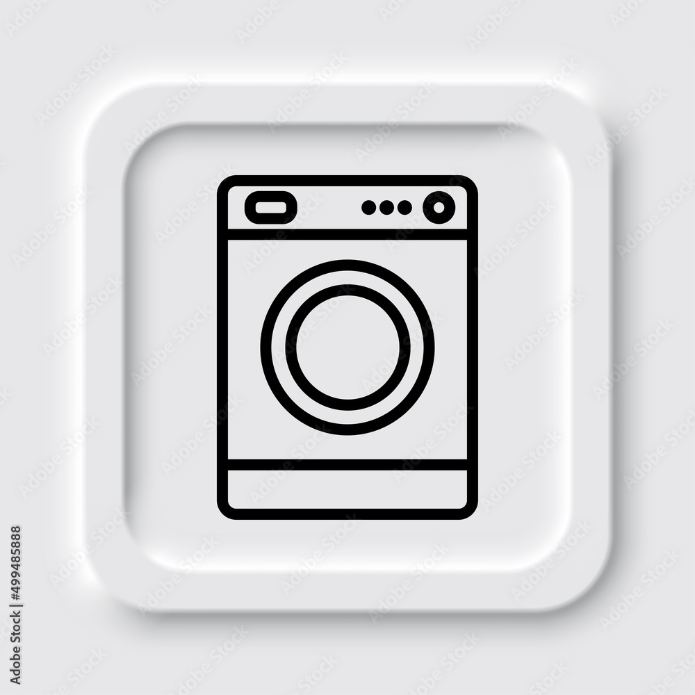 Washer simple icon vector. Flat design. Neumorphism design.ai Washer simple icon vector. Flat design. Neumorphism design.ai